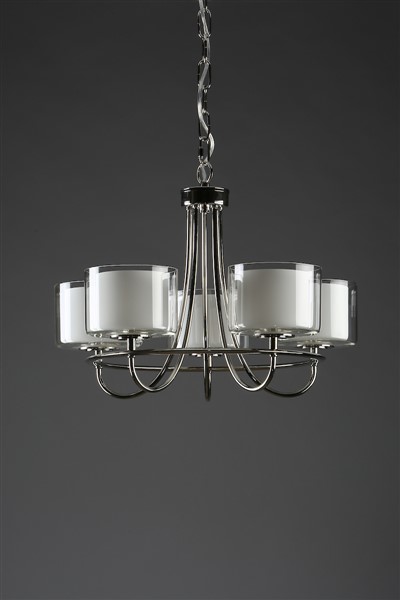 (image for) Laura Ashley Southwell 5lt Chandelier Polished Nickel & Glass Shades